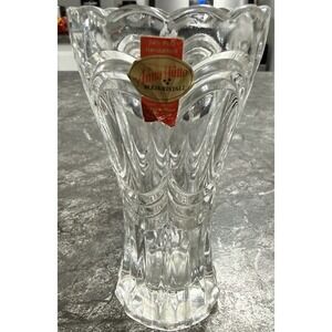 Vintage‎ Anne Hutte Bleikristall Thumbrint Crystal Vase 6"